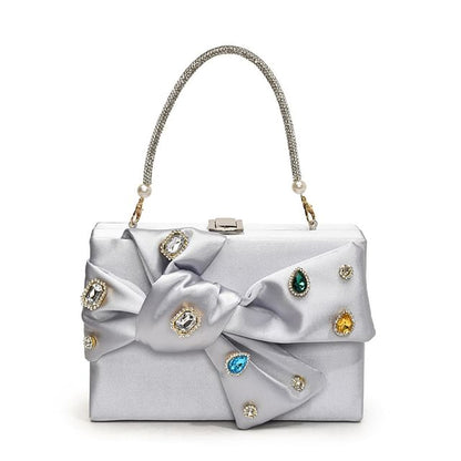 Rhinestone Bow Box Crossbody Bag