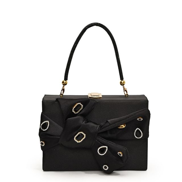 Rhinestone Bow Box Crossbody Bag