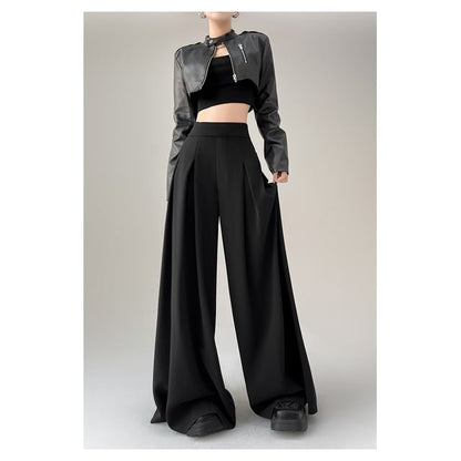 High Dress Plain Wide Pants Designs) Waist Leg (Various