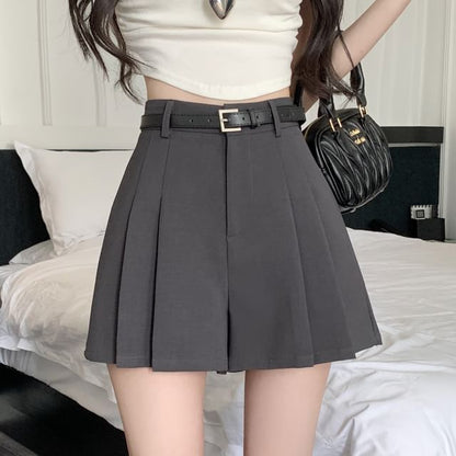 Skort Plain Waist High Pleated