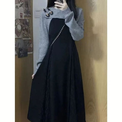 Midi A-Line Dress with Spaghetti Straps and Knit Shrug Set
