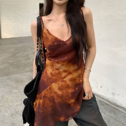 Tie Shoulder Tie Dye Asymmetrical Camisole Top