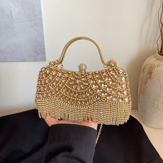 Rhinestone Tasseled Chain Crossbody Bag