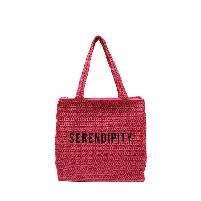 Lettering Woven Tote Bag