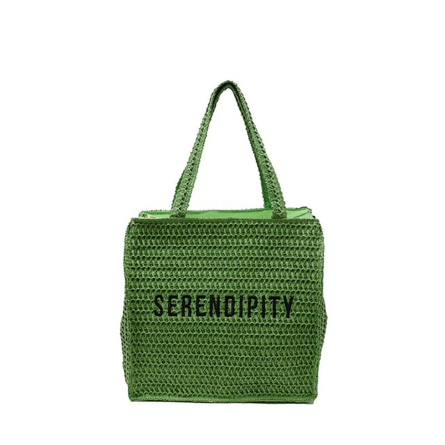 Lettering Woven Tote Bag