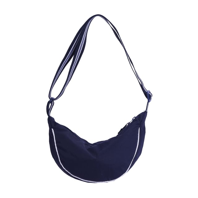 Contrast Trim Striped Strap Crossbody Bag