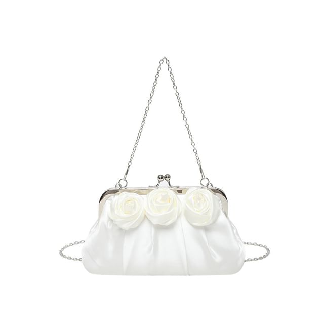 Plain Floral Shirred Shoulder Bag