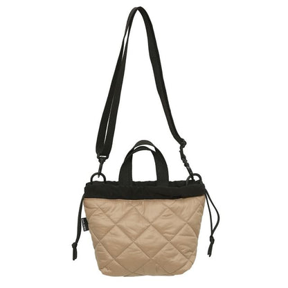 Two-Tone Quilted Drawstring Crossbody Bag