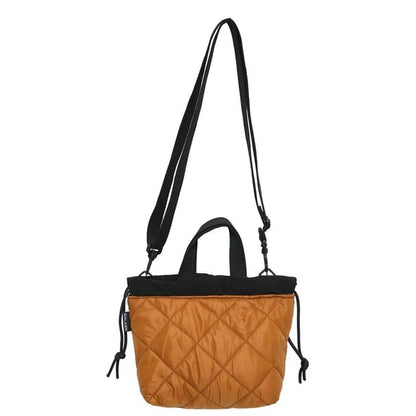 Two-Tone Quilted Drawstring Crossbody Bag