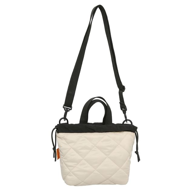 Two-Tone Quilted Drawstring Crossbody Bag
