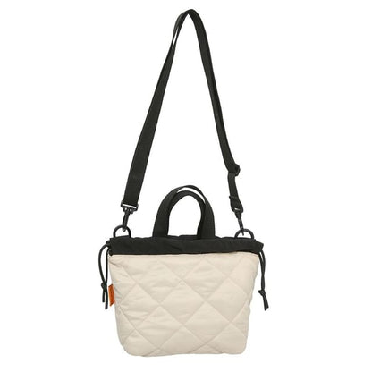 Two-Tone Quilted Drawstring Crossbody Bag