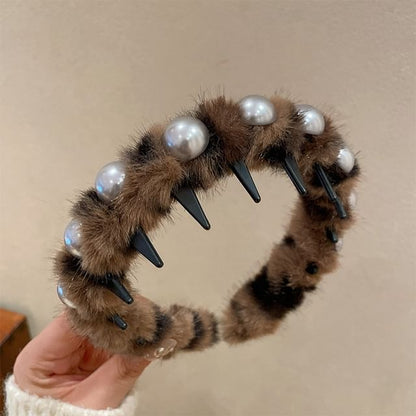 Faux Pearl Fluffy Headband