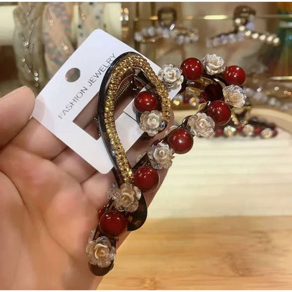 Heart Rhinestone Bead Hair Claw