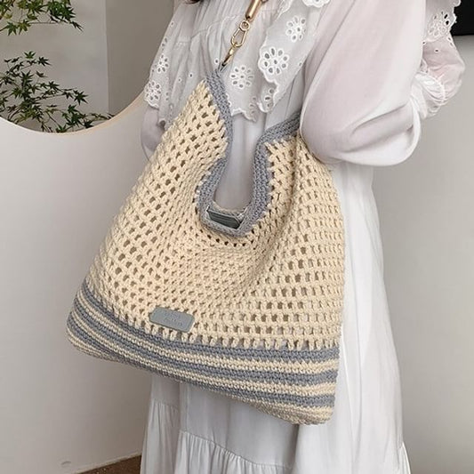 Woven Striped Tote Bag