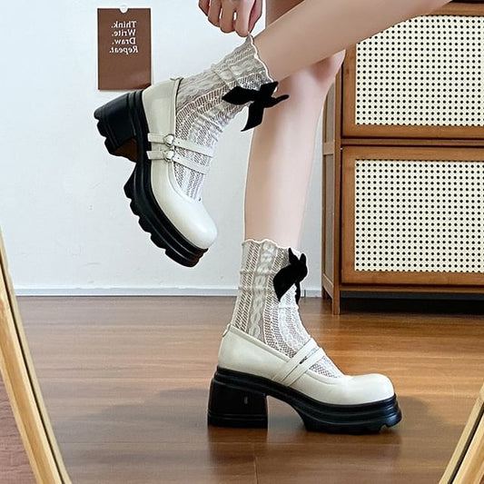 Platform Double Strap Heart Buckled Genuine Leather Mary Jane Shoes