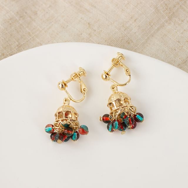 Beaded Chandelier Earring / Clip On Earring