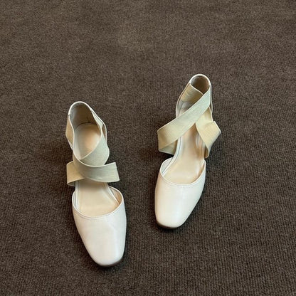 Chunky Heel Cross Strap Mary Jane Shoes