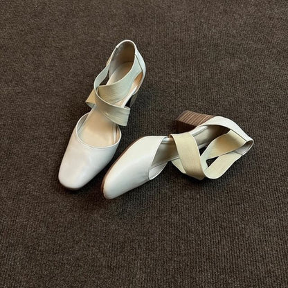 Chunky Heel Cross Strap Mary Jane Shoes