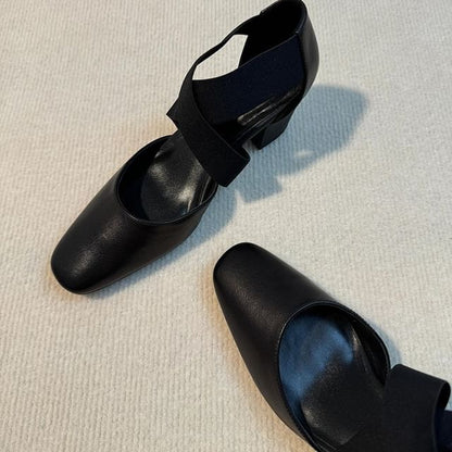 Chunky Heel Cross Strap Mary Jane Shoes