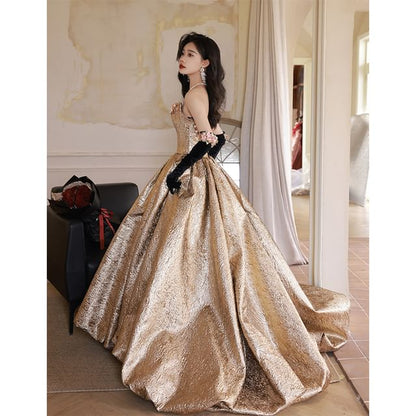 Flower Accent Bead Ball Gown / Gloves / Set