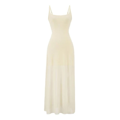 Mesh Maxi A-Line Dress with Spaghetti Straps