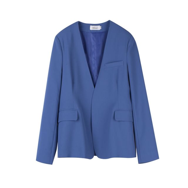 Plus Size V-Neck Plain Button Vest / V-Neck Open Front Blazer / High Waist Pleated Mini A-Line Skirt / Set