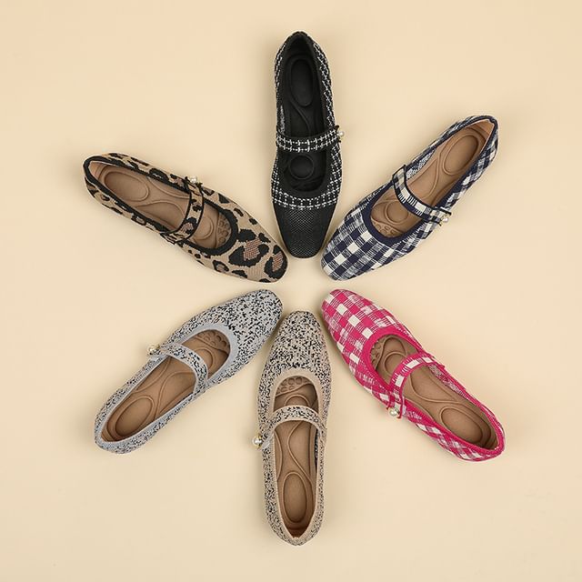 Patterned Knit Mary Jane Flats