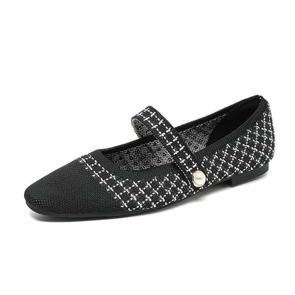 Patterned Knit Mary Jane Flats