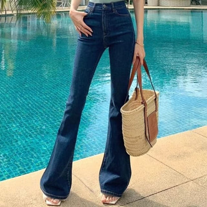High Waist Washed Flared Jeans