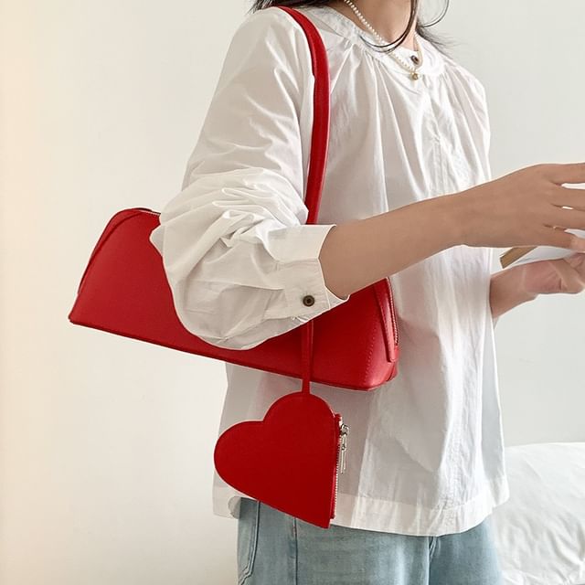 Purse Shoulder Leather Coin Bag Set: Heart + Faux