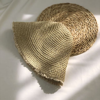 Lace Trim Straw Sun Hat