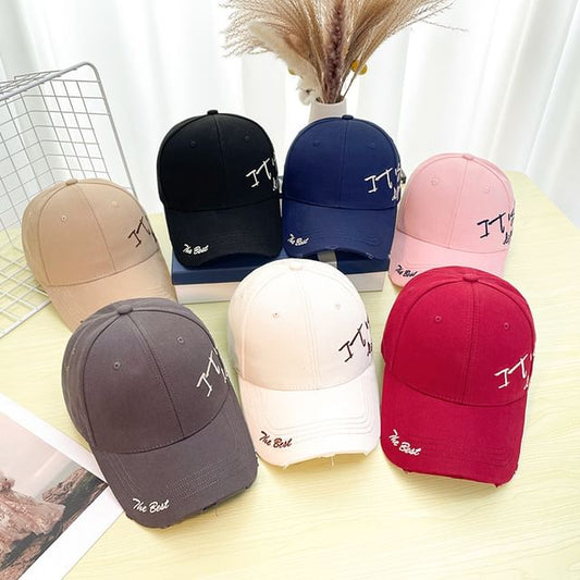 Distressed Lettering Embroidered Baseball Cap