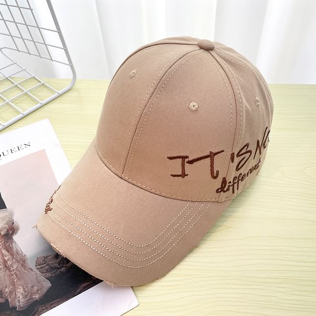 Distressed Lettering Embroidered Baseball Cap