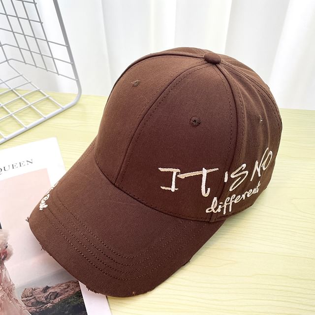Distressed Lettering Embroidered Baseball Cap