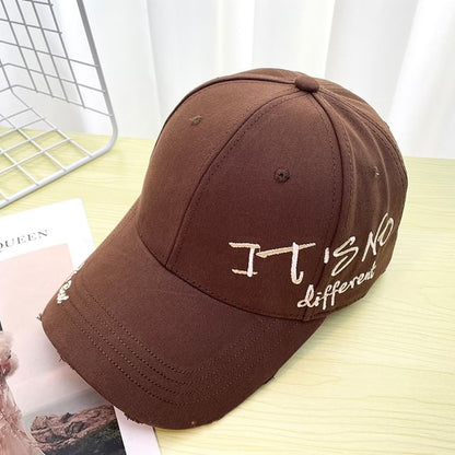 Distressed Lettering Embroidered Baseball Cap