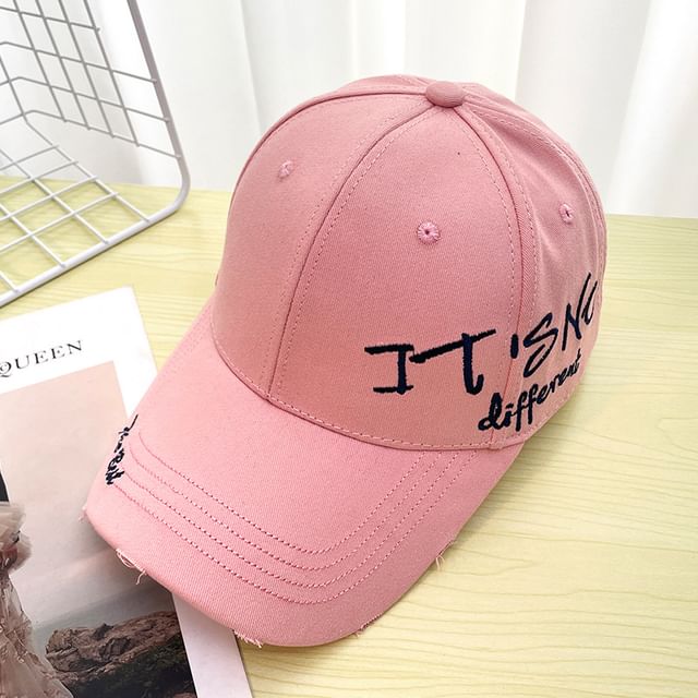 Distressed Lettering Embroidered Baseball Cap