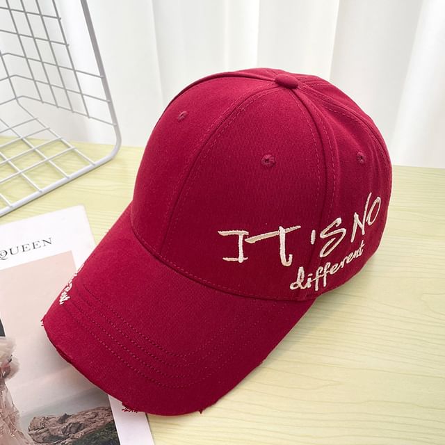 Distressed Lettering Embroidered Baseball Cap
