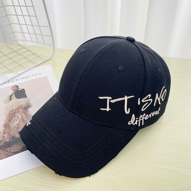 Distressed Lettering Embroidered Baseball Cap