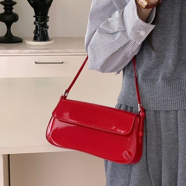 Patent Flap Shoulder Bag