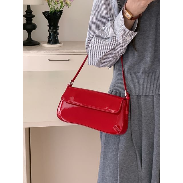 Patent Flap Shoulder Bag