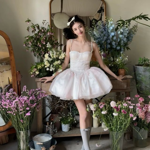 Mini Corset A-Line Dress / Ruffle Trim Maxi Jacket / Petticoat Skirt Set