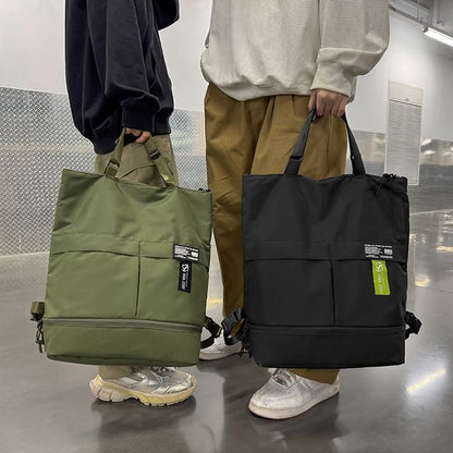 Applique Panel Tote Backpack Nylon