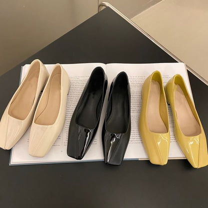 Square Toe Faux Leather Flats