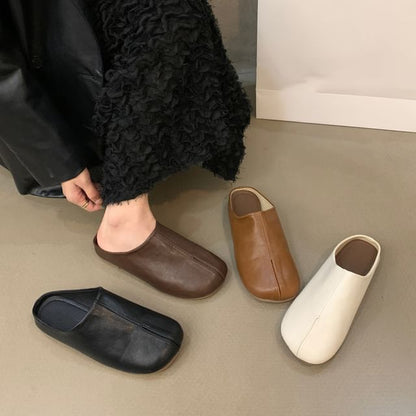 Plain Faux Leather Mules
