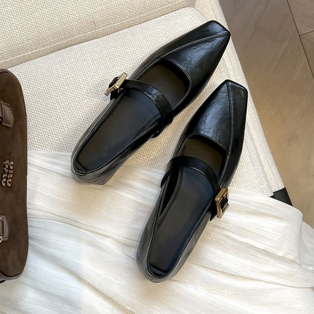 Low Heel Square Toe Mary Jane Pumps