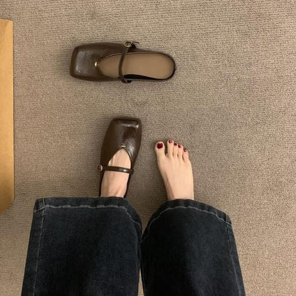 Square Toe Faux Leather Mules