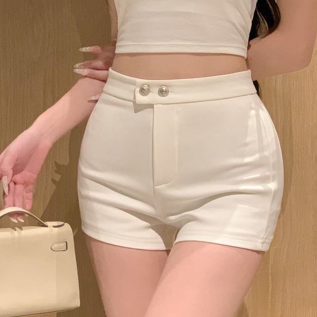 High Waist Plain Hot Pants