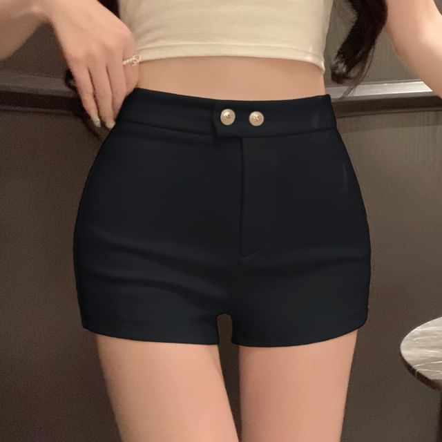 High Waist Plain Hot Pants