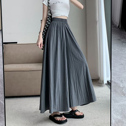 High Waist Plain Cropped Culottes