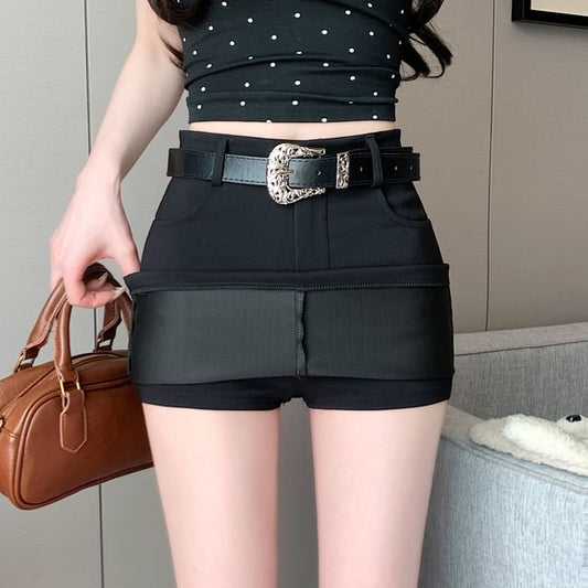 High Waist Plain Mini Pencil Skort
